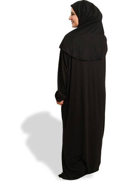 Siyah Iki Parça Namaz Elbisesi Viskon Düz 2504_01 modelleri