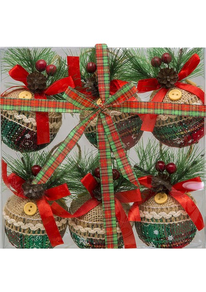 Snow Angels Ekose Desenli Yılbaşı Topu 6'lı 6 cm 3 Adet