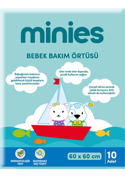 Bebek Bakım Örtüsü 10 Adet 60 x 60 cm 3 Adet