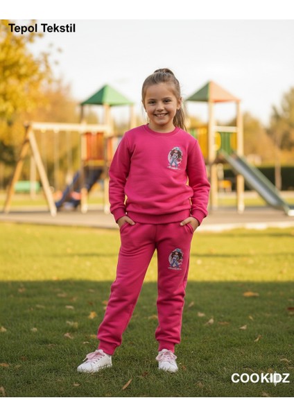 8-9 Yaş Baskılı Kız Çocuklar Için Penye Kumaş Pijama Takımı