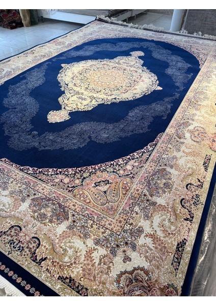 Ottoman 1007M Premium Milyonpoint Üstkalite Lacivert Göbekli Klasik Iran Halısı Avangard Salonhalısı modelleri