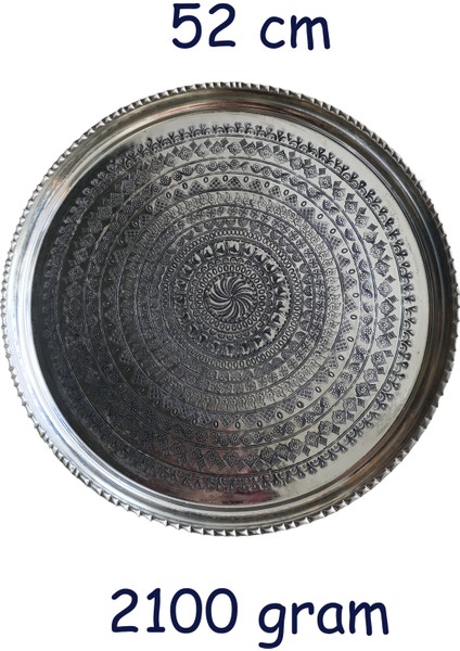52 cm El Işlemeli Otantik Desenli Kalın Urfa Bakır Tepsi - KALAYLI-TPS448
