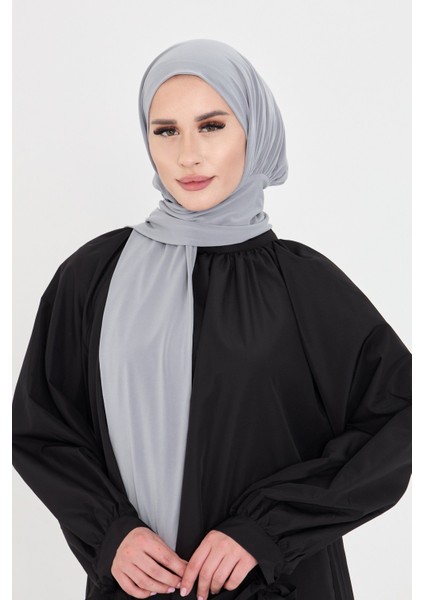 Gri Pratik Hazır Geçmeli Tesettür Bone Sandy Boyunluklu Çıtçıtlı 2505_15