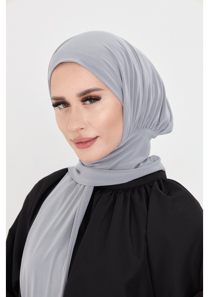 Gri Pratik Hazır Geçmeli Tesettür Bone Sandy Boyunluklu Çıtçıtlı 2505_15 fiyatları