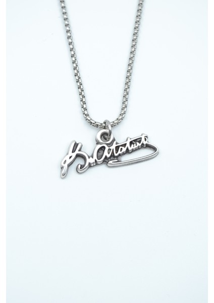 Mustafa Kemal Atatürk İmzalı Gümüş Kaplama Örme Zincir Kolye