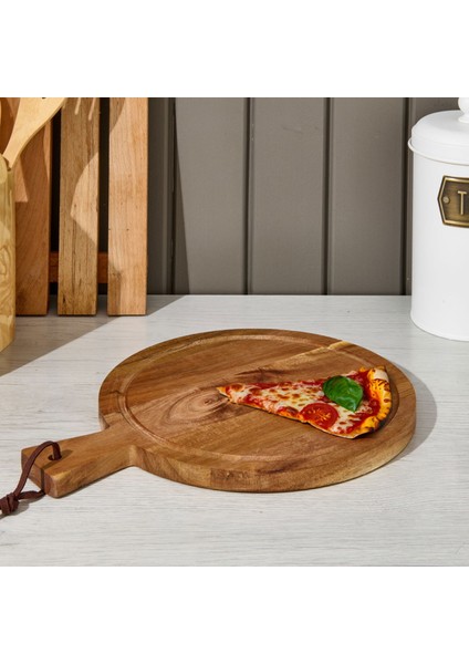 Akasya Yuvarlak Kesme Tahtası - Kahverengi - 32X25X1,5 cm