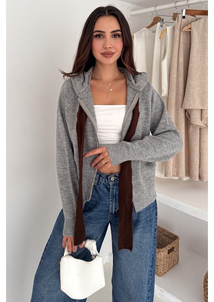 Kadın Fermuarlı Fiyonk Detaylı Triko Ceket – Pointed Hem Tasarım fırsatları