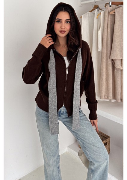 Kadın Fermuarlı Fiyonk Detaylı Triko Ceket – Pointed Hem Tasarım modelleri
