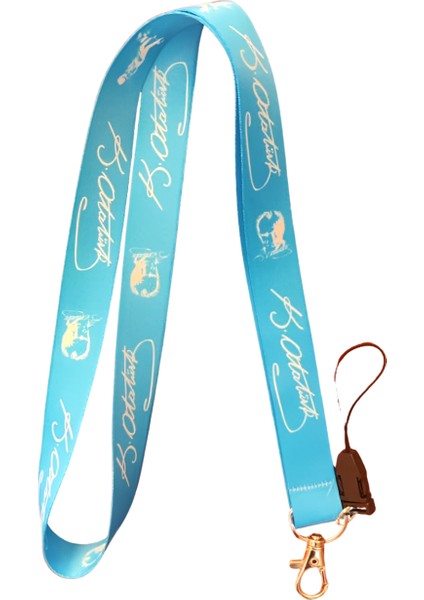 Saks Mavi Atatürk Imzalı Boyun Askı Ipi ve Telefon Askısı + Kartlık