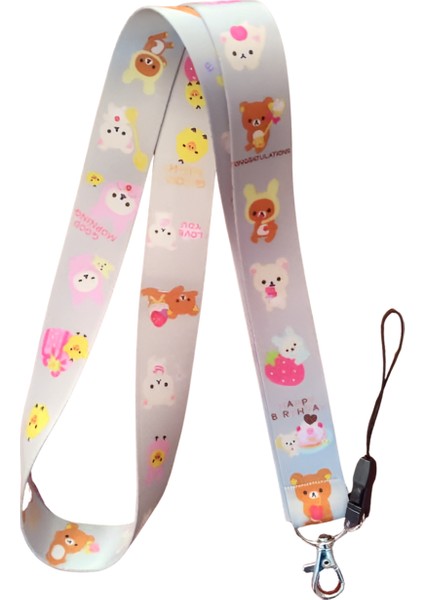 Sevimli Hayvanlar Desenli Boyun Askı Ipi ve Telefon Askısı + Kartlık