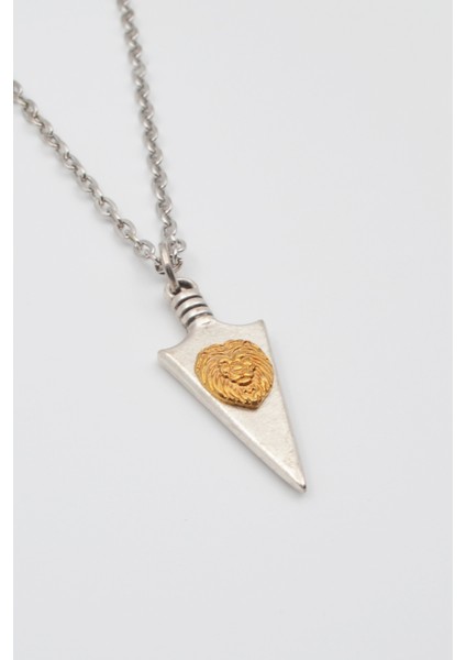 Ok Ucu Aslan Kolye - Düz Ezme İthal Zincirli Unisex Gümüş Kaplama Kolye - 60 cm fiyatları