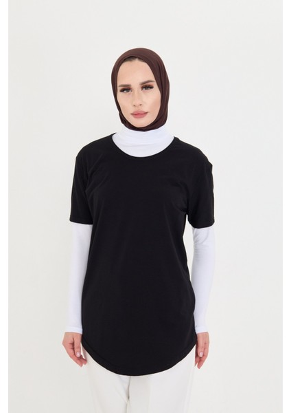 Beyaz Tesettür Balıkçı Yaka Boyunluklu Kolluk Viskon Düz 1025_42