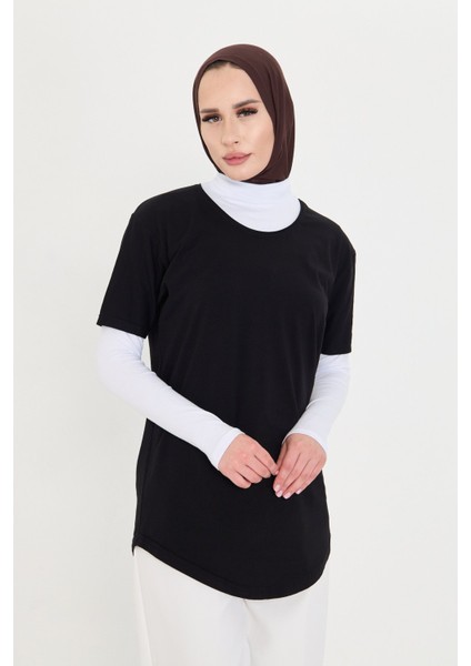 Beyaz Tesettür Balıkçı Yaka Boyunluklu Kolluk Viskon Düz 1025_42