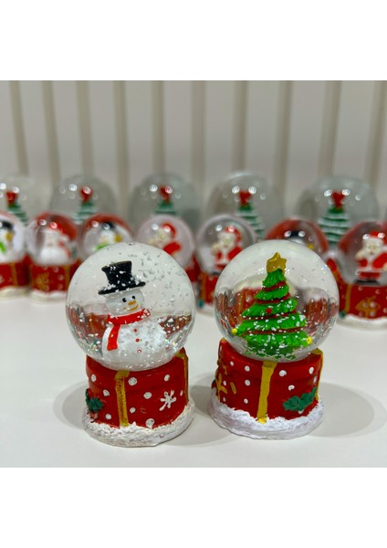 Yılbaşı Ağacı ve Kardan Adam Ikili Mini Boy Kar Küresi modelleri