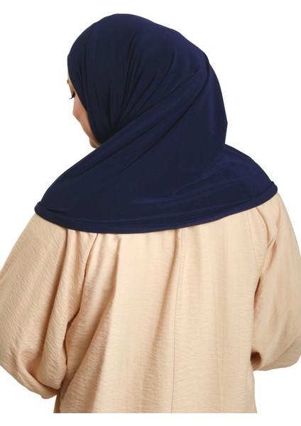 Lacivert Pratik Hazır Geçmeli Boru Boneli Ikili Tesettür Eşarp Sandy Düz 2501_02 fırsatları