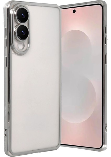 Rdbydn Newface Samsung Galaxy S25 Edge Razer Lensli Silikon - Gümüş