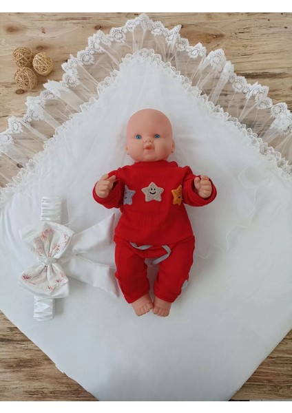 Litaetrend Yenidoğan Hanımeli Desenli Taç Nakışlı Delüks Kundak Bebek Battaniyesi Ekru modelleri