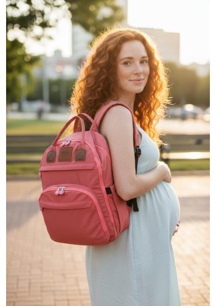 Moyaa Krinkıl Kumaş Anne Bebek Bakım Sırt Çantası Biberon Termos Gözlü Puset Askılı