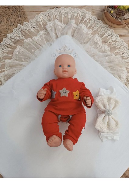 Litaetrend Yenidoğan Teri Cotton Taç Nakışlı Prizma Taş Kundak Bebek Battaniyesi Krem fırsatları