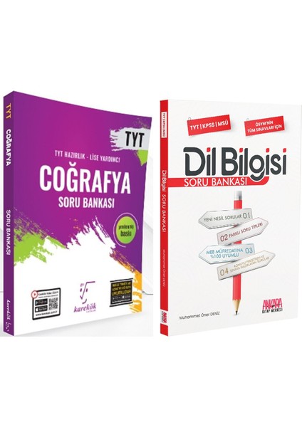 Karekök Yayınları Tyt Coğrafya ve Akm Dil Bilgisi Soru Bankası Seti 2 Kitap