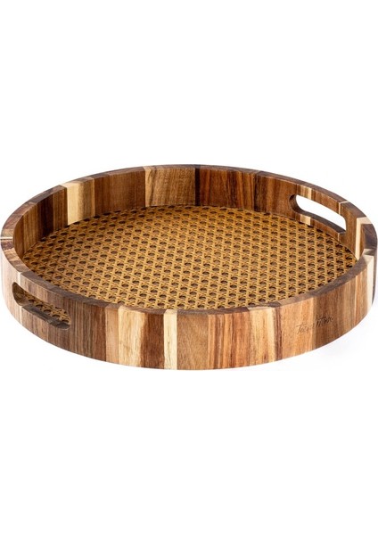 Akasya Ağacı Hazeran Yuvarlak Tepsi 35X5CM