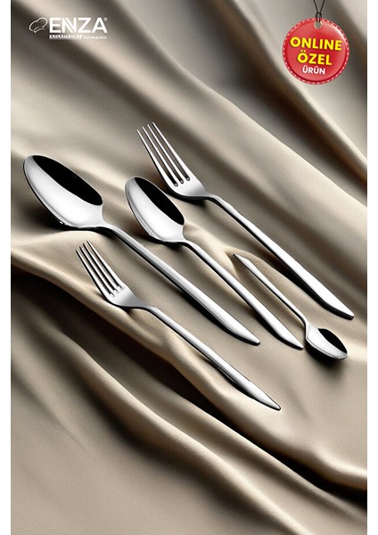 12 Kişilik Enza Demre 60 Parça Çatal Kaşık Takımı
