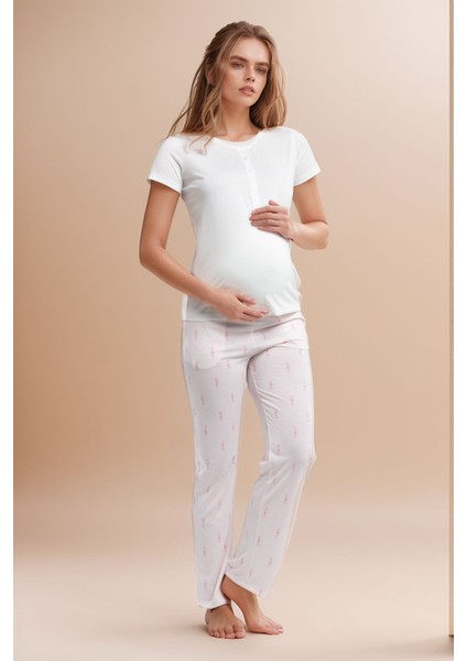 Kadın Giyim Beş Düğmeli Kısa Kollu & Alt Hamile Pijama Takımı LL.AR01.NE00.TT05 fiyatları