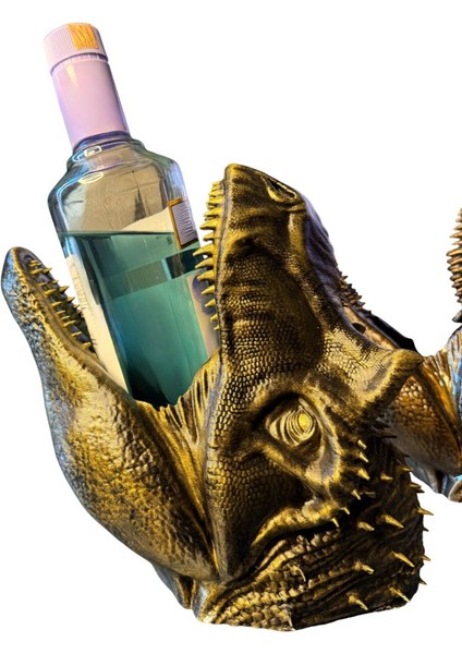 Dinazor Figürlü Şaraplık - El Işçiliği ile Boyama (Altın)