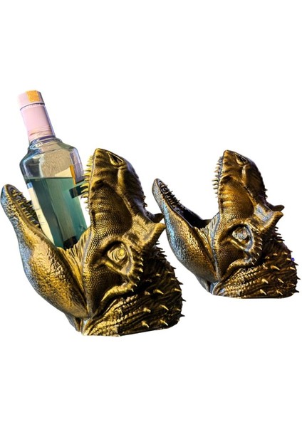 Dinazor Figürlü Şaraplık - El Işçiliği ile Boyama (Altın) fiyatları