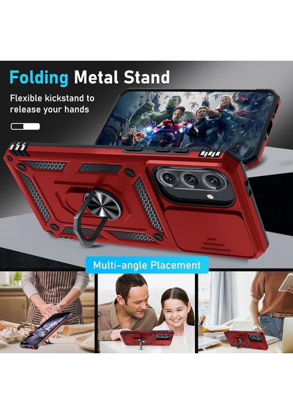 Samsung Galaxy A56 Uyumlu Ekran Koruyucu Kılıf Sürgülü Yüzüklü Standlı Darbe Emici Tank Kapak fiyatları