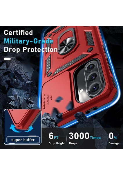 Samsung Galaxy A56 Uyumlu Ekran Koruyucu Kılıf Sürgülü Yüzüklü Standlı Darbe Emici Tank Kapak indirimleri