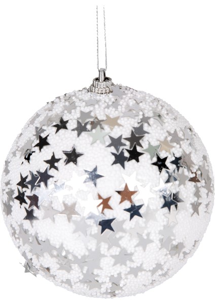 Yılbaşı Topu, Gold Yıldızlı, Beyaz - 2'li Paket, 10 cm fiyatları