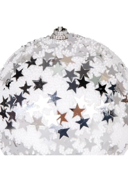 Yılbaşı Topu, Gold Yıldızlı, Beyaz - 2'li Paket, 10 cm modelleri