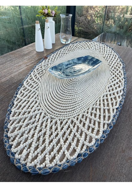 Tekstil Runner - 1 Adet - 110 x 55 cm Beyaz