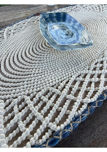 Tekstil Runner - 1 Adet - 110 x 55 cm Beyaz