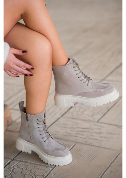 Patrick Kadın Hakiki Deri Süet Postal Bej