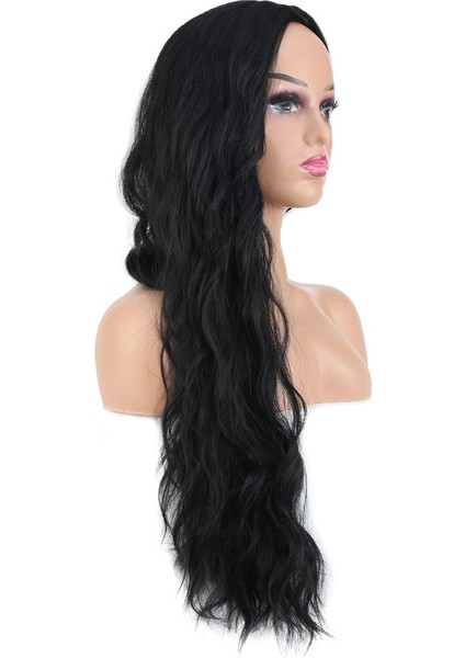 Uzun Su Dalgası Fiber Sentetik Peruk / Siyah modelleri