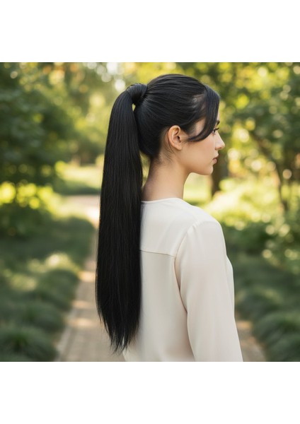 Bağlamalı Düz At Kuyruğu / Siyah