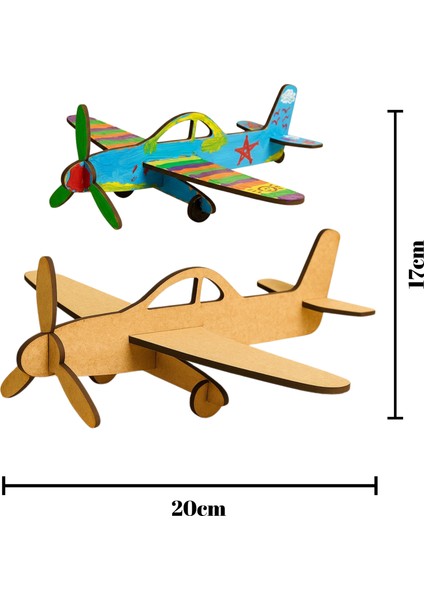 Boyanabilir Ahşap Uçak - Model Uçak - Ahşap Boyama Etkinlik - 50'li Set fiyatları