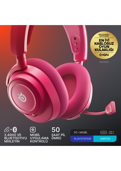 Arctis Nova 7 Gen 2 Wireless Oyun Kulaklığı - Magenta fiyatları