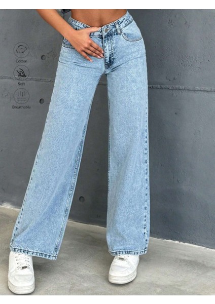 Kadın Yüksek Bel Boyfriend Bol Paça Kot Pantolon modelleri