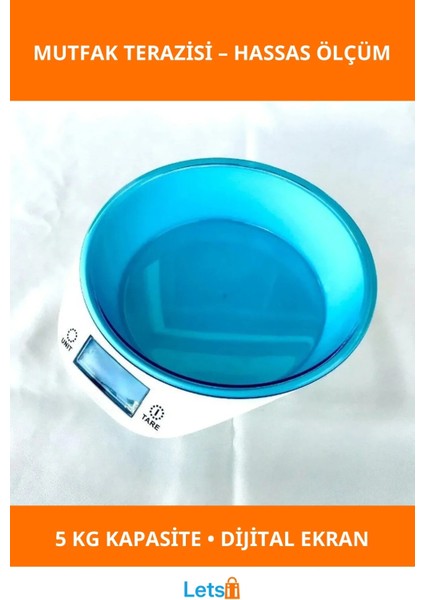 Dijital Göstergeli Hassas Mutfak Terazisi 5 kg Kapasite