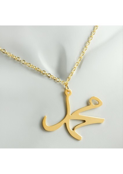Yzlal Muhammed Yazılı Uçlu Kolye-Sarı