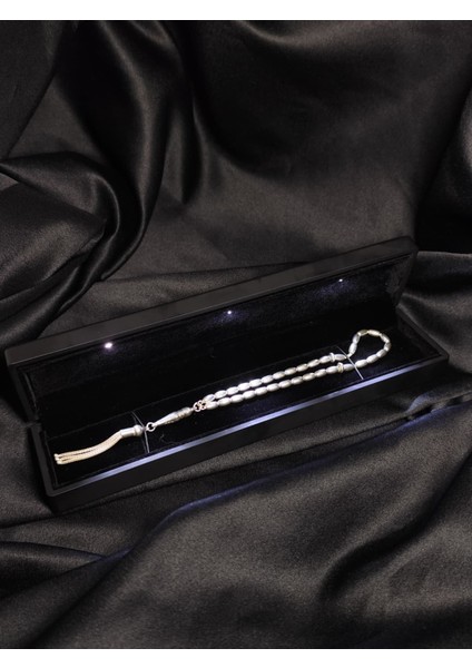 Erkek 925 Ayar 16GR Tamamen Gümüş Tesbih Işıklı Kutuda – Arpa Kesim - Eşe, Babaya, Sevgiliye Hediyelik