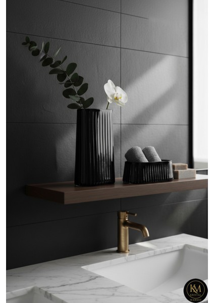 Roma Vertical Desen Kristal Kesme Lüks Füme Özel Vazo Gondol