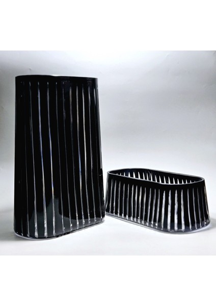 Roma Vertical Desen Kristal Kesme Lüks Füme Özel Vazo Gondol fiyatları