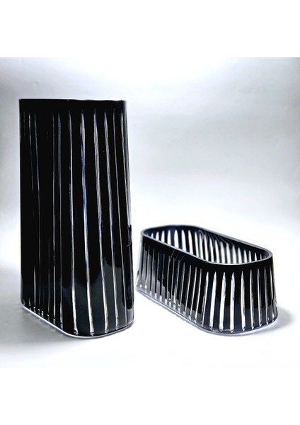 Roma Vertical Desen Kristal Kesme Lüks Füme Özel Vazo Gondol indirimleri