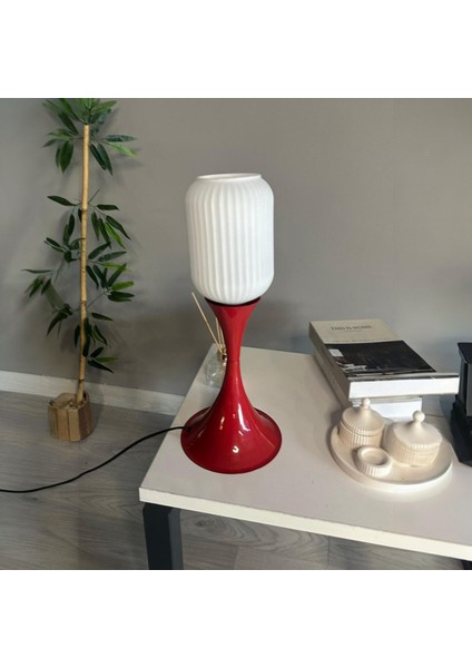 Bello Beyaz Cam Masa Lambası Dekoratif Abajur Çocuk Odası Başucu Lambası Okuma Lambası