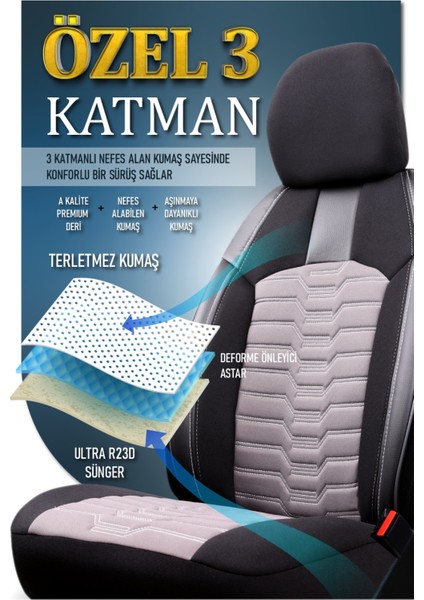 Fiat Egea Cross Deri Detaylı Oto Koltuk Kılıfı Ön Arka Takım Platinium Seri Siyah Füme Scr fırsatları