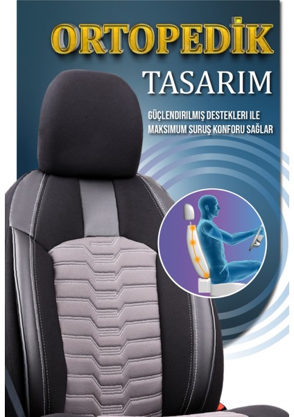 Fiat Egea Cross Deri Detaylı Oto Koltuk Kılıfı Ön Arka Takım Platinium Seri Siyah Füme Scr indirimleri